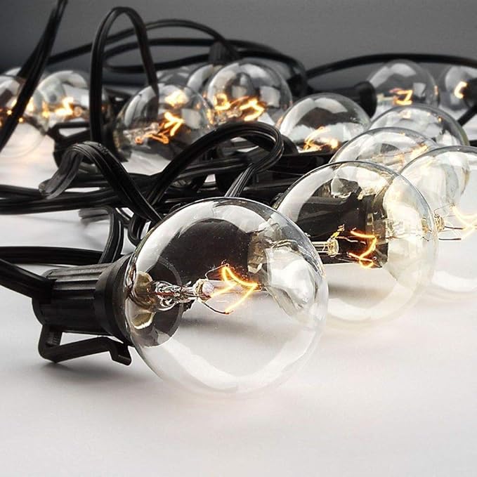 Outdoor String Lights, 50ft Black Waterproof LED