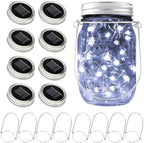 8-Pack Outdoor String Lights, Cool White Waterproof LED