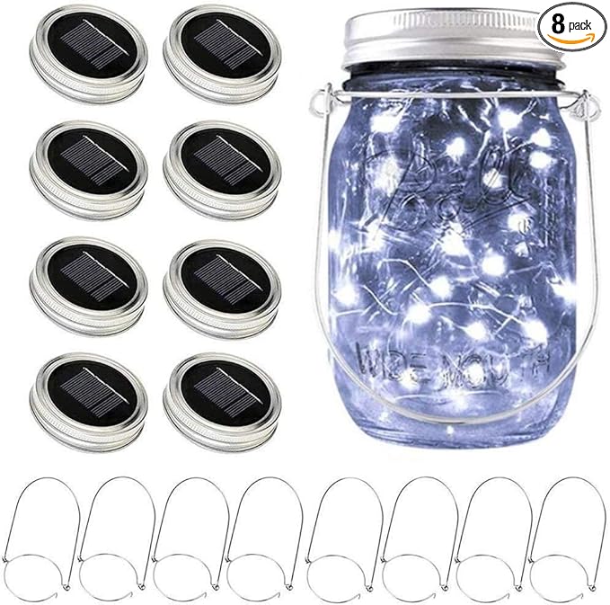 8-Pack Outdoor String Lights, Cool White Waterproof LED