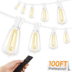 Outdoor String Lights, 100ft Warm White Waterproof LED