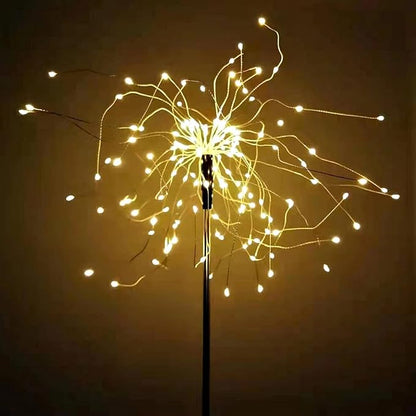 JJGoo Solar Firework Lights, 2 Pack 150 LEDs 2 Lighting Modes Solar Lights Outdoor Waterproof for Garden Patio Walkway Pathway Party Wedding Christmas Decorative - Warm White