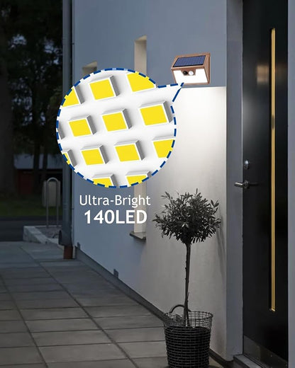 Peasur Solar Lights for Outside [10 Pack/140LED/Brown], Motion Sensor Outdoor Lights Ultra-Bright, Solar Security Light 3 Working Modes, Waterproof for Outside Garden Yard