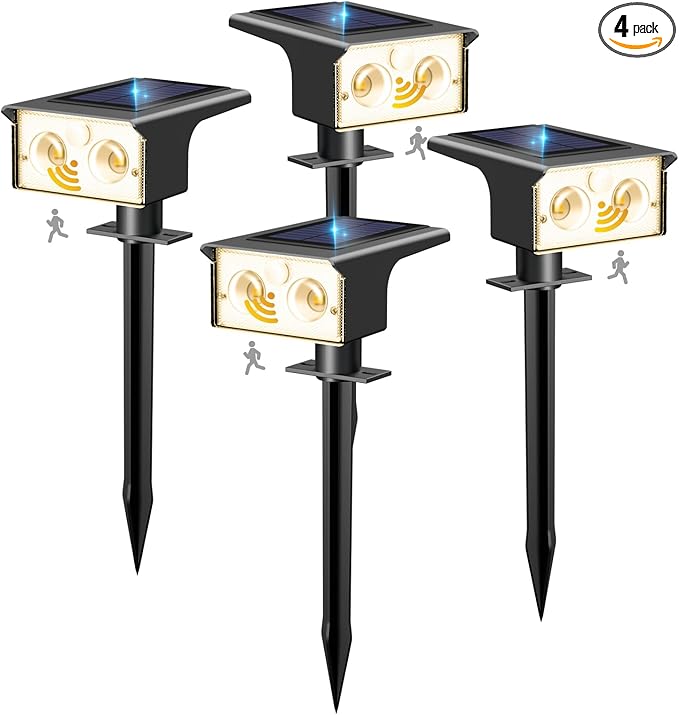 4-Pack Solar Motion Sensor Spotlights, Landscape Lights