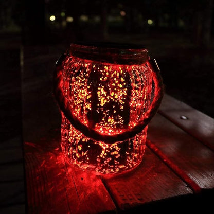 Hanging Solar Lantern Lights Outdoor 2 Pack,20 LED Solar Mercury Glass Mason Jar Hanging Lights Waterproof for Tree, Table, Yard, Garden, Patio, Holiday Party Outdoor Decor, Color Changing