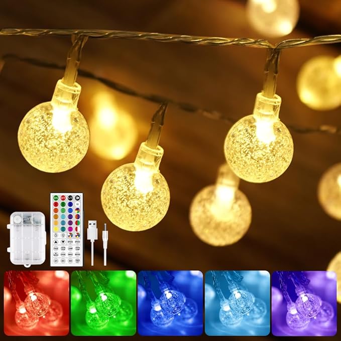 OMIKA Battery Operated String Lights, 24 Color Changing 15FT 30 LED Battery Operated Christmas Lights with Remote Timer, USB Powered Fairy Lights for Indoor Bedroom Outdoor Garden Patio Balcony Decor