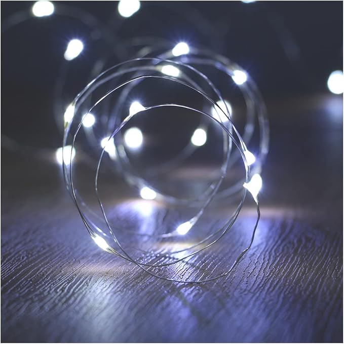 Fairy Lights Battery Operated, 10Feet 30 LED String Lights Indoor Outdoor, Starry Twinkle Light for Wedding Party Christmas Table Decorations, Cold White Bluish（AA Batteries not Included）