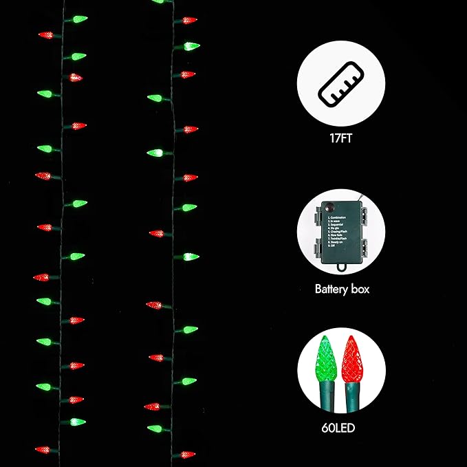 20ft Christmas LED String Lights, Waterproof Timer Lights