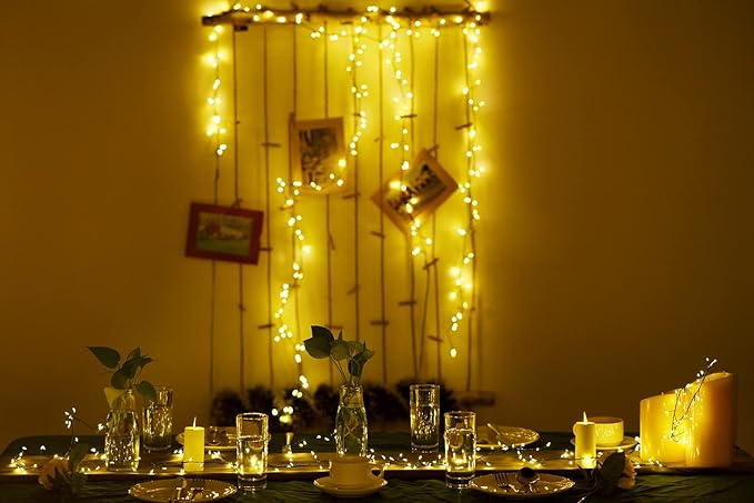 Dailyart 6feet 120 LED Starry Lights, Battery Operated Waterproof Dark Green Copper Wire Fairy Light String Light for Garland, Wreath, Patio, Garden, Wedding, Party, Xmas