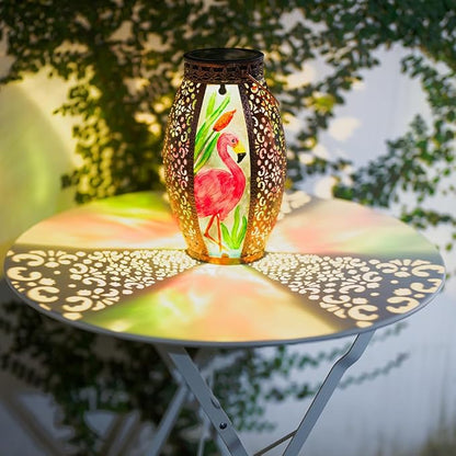 STARSOUL Solar Lantern Outdoor Waterproof, Hanging Solar Lantern for Patio Garden Yard Decor, Flamingo Garden Decor, Flamingo Gift for Women