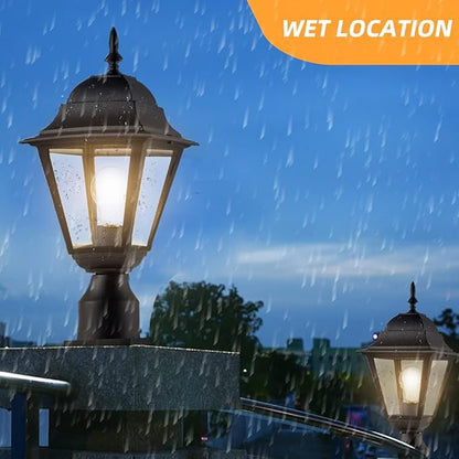 Outdoor Post Light,Waterproof Cast Aluminium Lamp Post Light Fixture,Post Lantern with Pier Mount Base,Matte Black,16.5in,Suitable for Garden,Yard,Driveway,etc