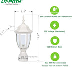 White Post Lighting Fixture with Planter, Solar Outdoor