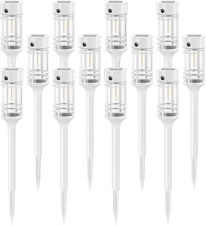 LETMY 12 Pack Solar Pathway Lights Outdoor, Bright Solar Lights Outdoor Waterproof IP65, Solar Garden Lights Outdoor for Yard Walkway Driveway Landscape Garden Decor （White）