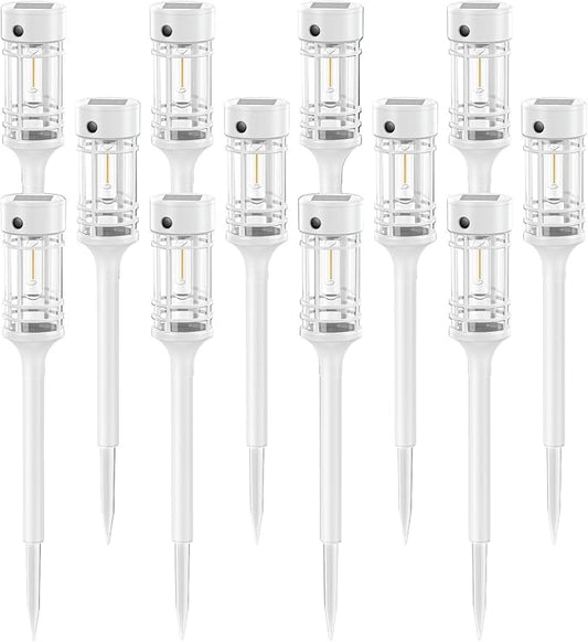 LETMY 12 Pack Solar Pathway Lights Outdoor, Bright Solar Lights Outdoor Waterproof IP65, Solar Garden Lights Outdoor for Yard Walkway Driveway Landscape Garden Decor （White）