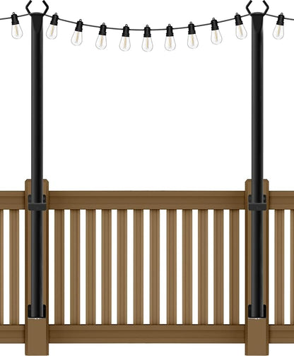AILBTON 2 Pack 5Ft String Light Poles,Light Poles for Outside String Lights,Outdoor Light Poles with Fork,Metal Pole Stand for Patio,Backyard,Deck