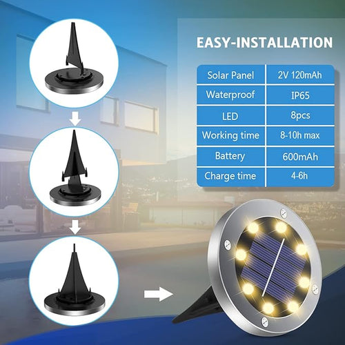 12-Pack Flat Solar Landscape Lights, Waterproof LED