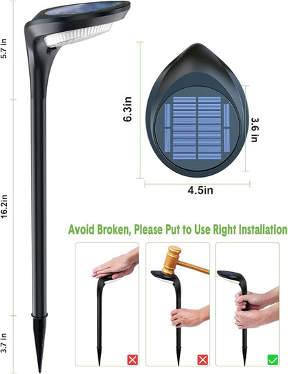 Solar Pathway Lights Outdoor 4 Pack - 150 LM High Bright Solar Lights Outdoor Waterproof IP65, Warm/Cool 2 Color Modes, Landscape Path Light for Walkway Driveway Garden Yard Patio