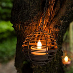 Courtyard Solar Hanging Lanterns 4-Pack, Metal Patio Decor