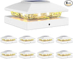 8-Pack Warm White Fence Post Cap Lights, Solar LED
