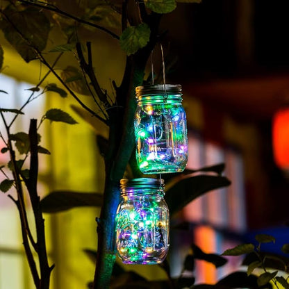 YJFWAL Updated Solar Mason jar Lights, 8 Pack 30 Led Waterproof Fairy Firefly jar Lights, with 8 Hangers(NO Jars) for Regular Mouth Jars, Patio Yard Garden Wedding DIY Decor, Summer Gifts(Multicolor)