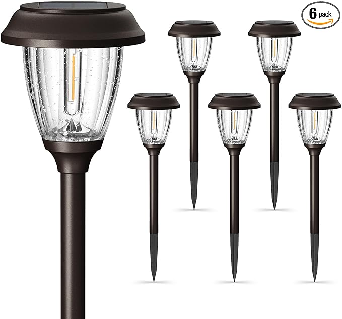 Warm White Solar Pathway Lights 6-Pack, Yard LED