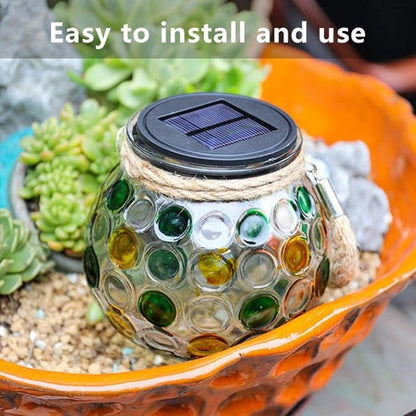 EpicGadget Outdoor Solar Globe Mason Jar Hanging Light - Solar Light LED Mason Jar Waterproof Solar Table Lamp Glass Garden Globe Light for Walkway Pathway Backyard Decoration Parties (Green/Yellow)
