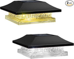 2-Pack Solar Patio Post Lights, Outdoor LED Caps