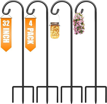 4-Pack 32" Garden Shepherd Hooks, Iron Plant Hangers