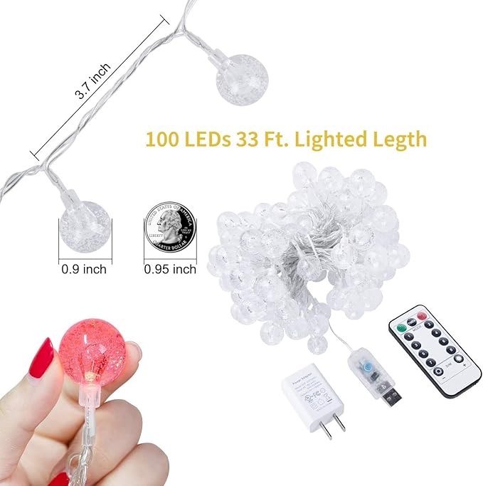 Outdoor String Lights, 33ft Warm White Waterproof LED