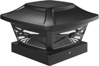 Black Solar Yard Post Lights, Outdoor LED Caps