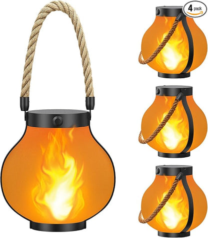 Hompavo Larger Gen2 Solar Lanterns Outdoor, Dual Charging (USB/Solar) & 2-Mode - Waterproof Decorative Hanging/Table Lights for Yard Patio Garden Halloween Christmas Decor, Birthday Gifts for Women, 4