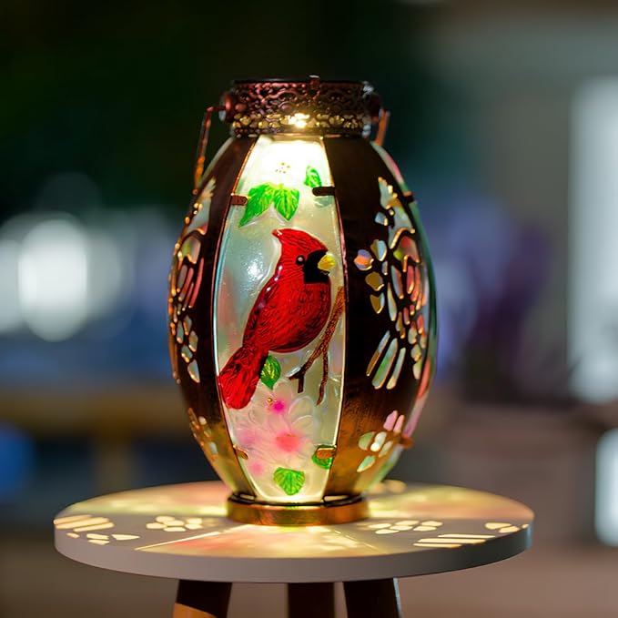 Classic Cardinal Solar Lanterns for Porch, Waterproof LED