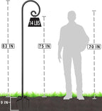 Outdoor Shepherd Hooks 92 inch Tall for Bird Feeder (2 Packs), Adjustable Metal Garden Poles for Hanging Plants Solar Light Lantern, Bright Black