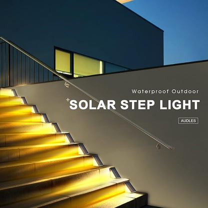 LED Solar Step Lights Waterproof Outdoor Stair Lights, Warm White Solar Deck Light IP67 Solar Decoration Lights for Yard, Patio, Garden, Walkways, Front Door, Pathway, Driveway, Porch 2PK