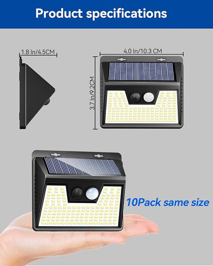 Peasur Solar Outdoor Lights [10 Pack/140LED], 3000K Warm Light Motion Sensor Outdoor Powered Security Lights 3 Working Modes Waterproof for Outside Garden Yard