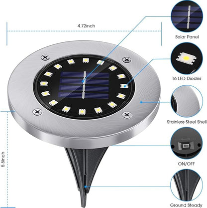 NFESOLAR Solar Outdoor Lights with 16 LEDs, Blue Color Bright Solar Ground Lights Outdoor Waterproof for Pathway Garden Yard Halloween Decorations (8 Pack)