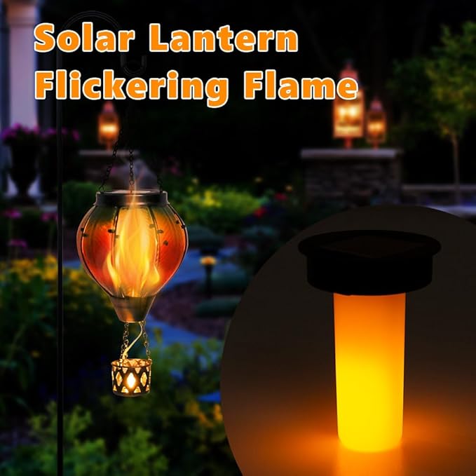 Hanging Solar Lantern Set, Metal Garden Lighting