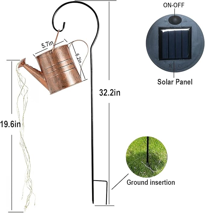 Solar Watering Can Lights Outdoor Garden Decor Metal Kettle Art Decorative Waterproof Hanging Light for Yard Lawn Patio Gardening Decorations