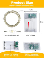 Christmas Patio String Lights 2-Pack, 20ft 60 LED Waterproof