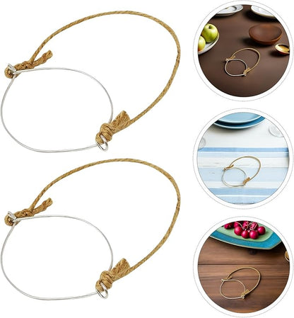 10pcs Mason Jar Hanging Handles with Stainless Steel Wire and 86mm Wide Mouth Jute Rope Grip for Solar Lights and Outdoor Decor