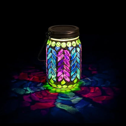 Stargarden Mosaic Solar Lantern ,Waterproof Outdoor Hanging Jar Lights, Mosaic Lights Solar Garden Decor for Patio Pathway Yard