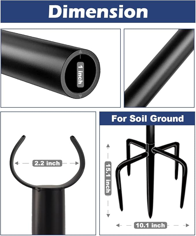 Metal String Light Poles, 10ft Patio Light Stands