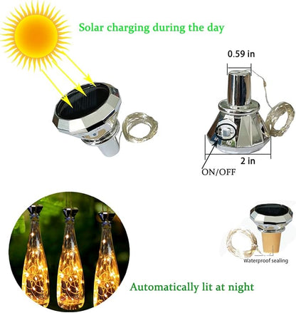 Starry Love Bottle Lights Solar Wine Bottle Lights 10 Packs 20LED Outdoor Waterproof Fairy Light Strings for Recycling Wine Bottle Decoration