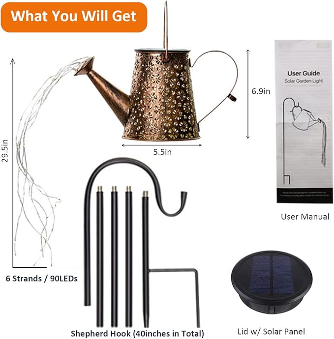 Solar Watering Can Lights,Solar Lights Outdoor Garden Decor,Large Hanging IP65 Waterproof Solar Lantern Landscape Lights Outside Decor for Garden Yard Pathway for Holiday-Festival