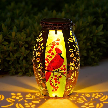 STARSOUL Solar Lantern Outdoor Waterproof, Hanging Solar Lantern for Patio Garden Yard Decor, Cardinal Memorial Gifts for Loss of Love one, Bereavement Sympathy Gift