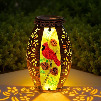 STARSOUL Solar Lantern Outdoor Waterproof, Hanging Solar Lantern for Patio Garden Yard Decor, Cardinal Gift for Mom Grandma, Cardinal Outdoor Decor