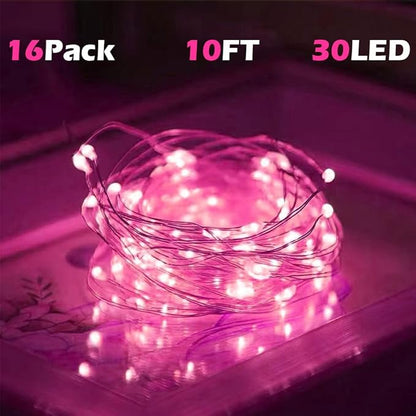 16-Pack Christmas String Lights, 10ft 30 LED Waterproof Twinkle Lights