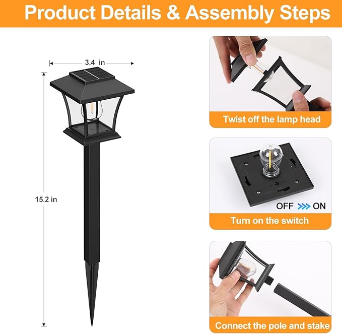 Sparkblaze 16 Pack Solar Pathway Lights Outdoor, LED Solar Yard Lights Dusk to Dawn Solar Garden Lights for Lawn, Walkway, Path & Landscape Lighting. (16, Warm White)
