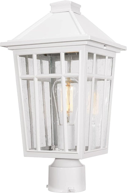 Darkaway Large Outdoor Post Lights Lamp Post Light Fixture, 17inch Waterproof Aluminum Post Lamp with Glass, Fence Deck Lighting for Garden, Patio, Pathway (Large，White)