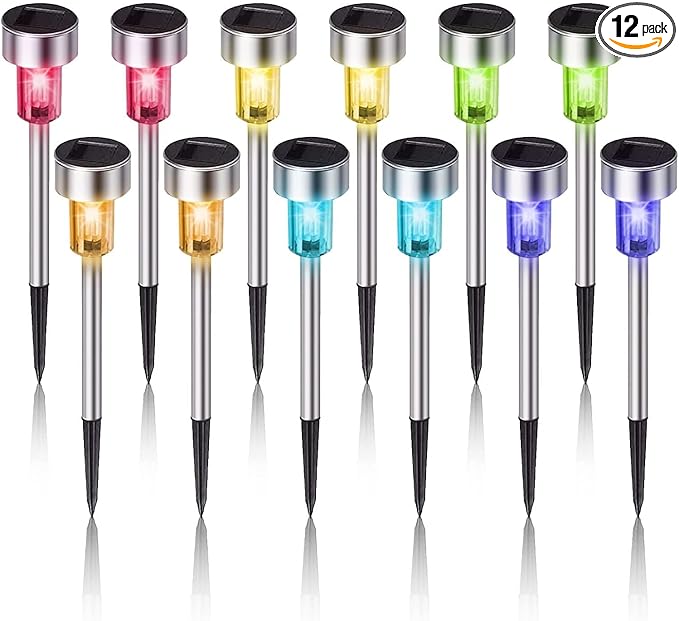 Multicolor Solar Pathway Lights 12-Pack, Walkway LED