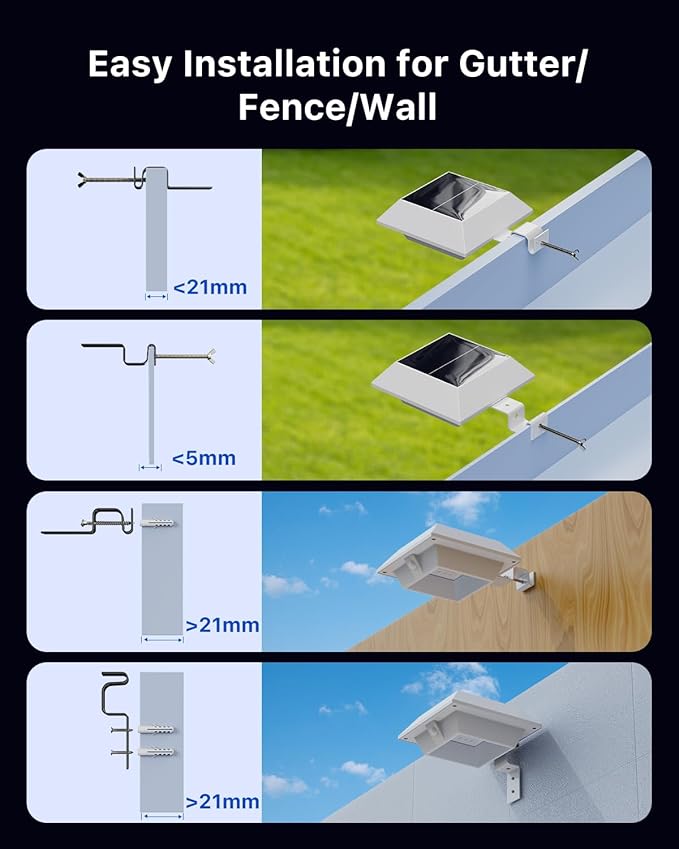 Solar Fence Lights, Waterproof LED